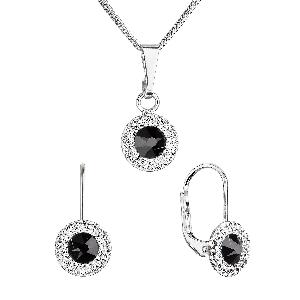 Sada perkov s krytálmi Swarovski náunice a prívesok èierne gu¾até 39109.3 jet